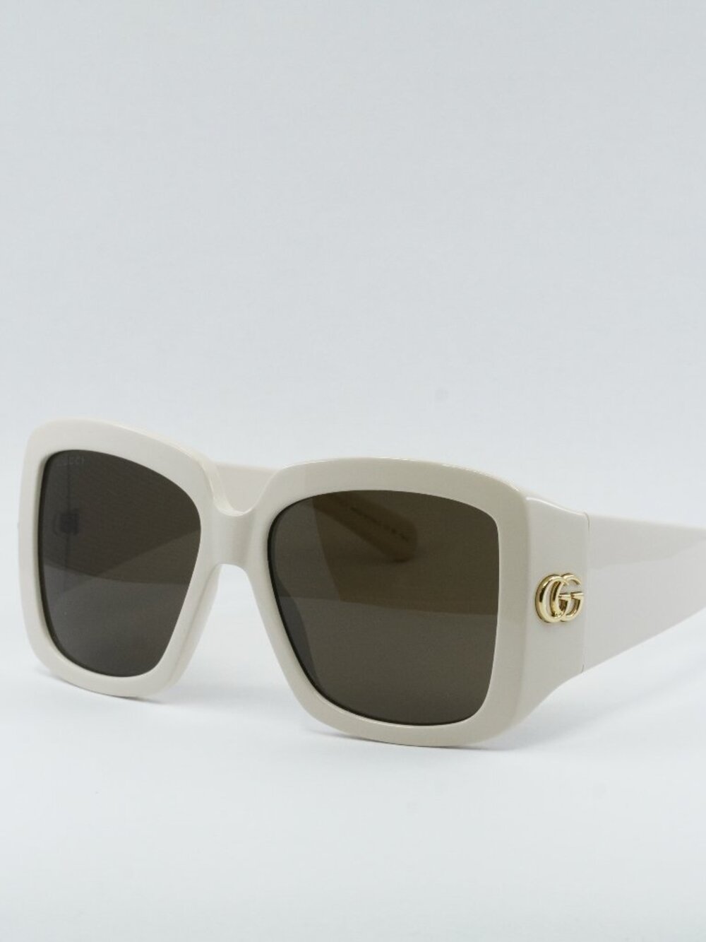 Gucci GG1402S 004 Women Sunglasses Ivory Square Frame, Brown Lenses